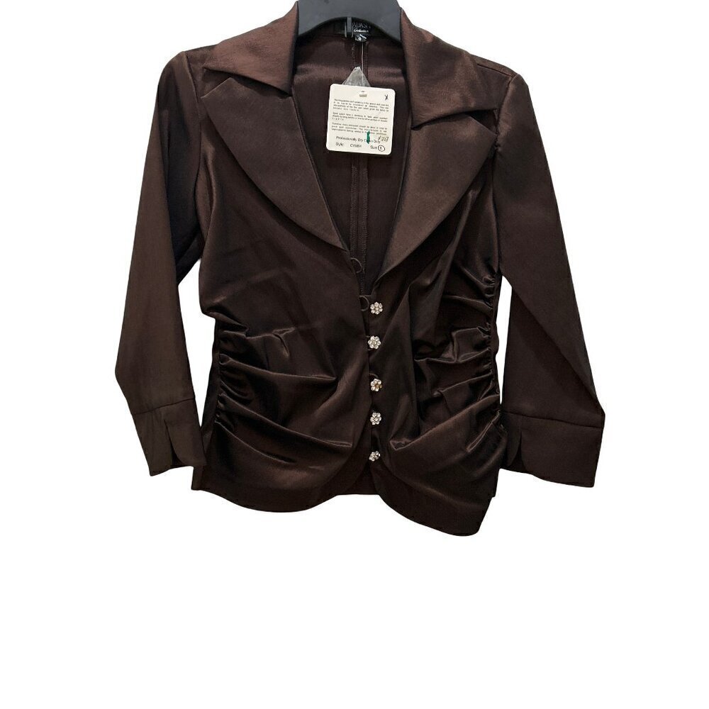 TADASHI SHOJI Women's Brown Button Slim Fit Formal Blazer Jacket SZ 8 Medium